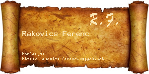 Rakovics Ferenc névjegykártya